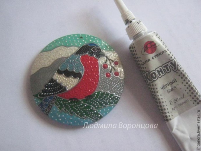 Создание кулона с росписью "Снегирь": часть 2