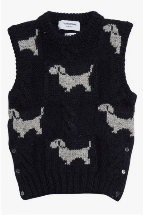 Безрукавка спицами с собачками Безрукавка спицами с собачками