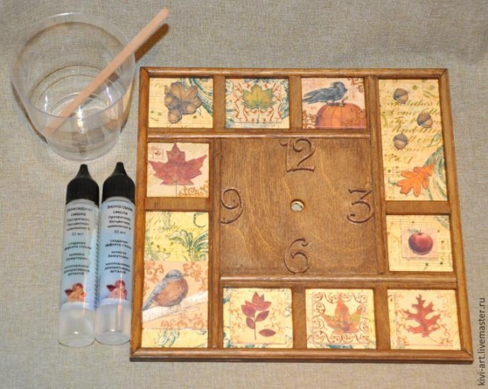 ​Декорирование часов "Золотая осень": часть 2