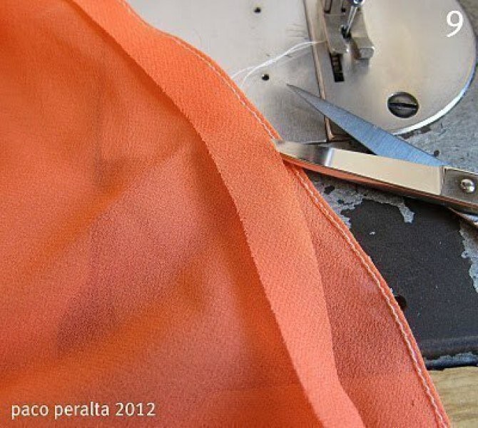 Обработка края шифона