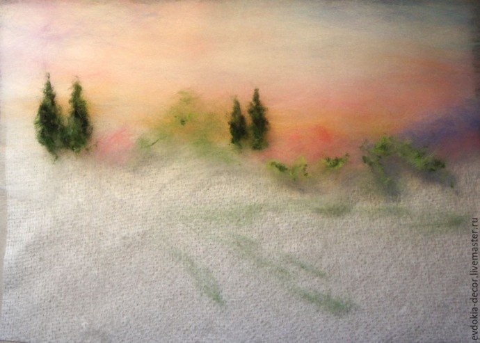 Создаем картину "Красочный пейзаж" в технике шерстяной акварели