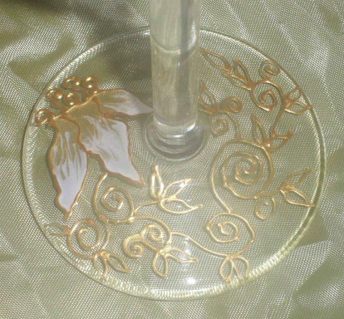 Витражная роспись бокалов "Пьяные цветы"