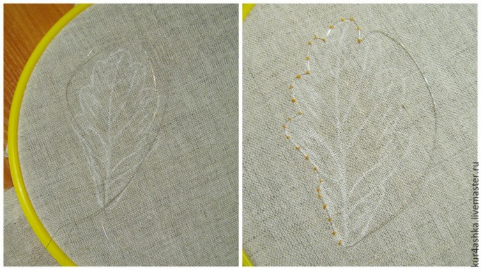 ​Создаем брошь "Дубовый лист" в технике объемной вышивки гладью: часть 1