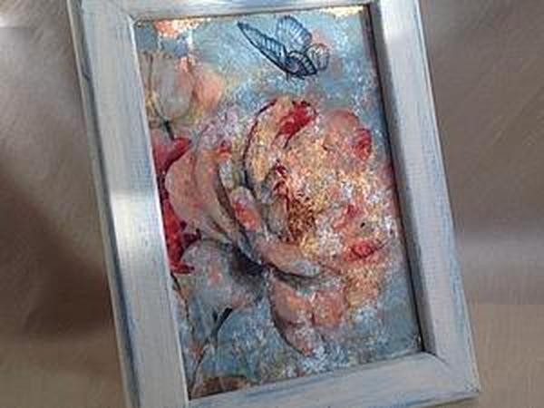 ​Создаем старинный зеркальный витраж: вживляем в стекло и работаем с поталью в хлопьях: часть 1