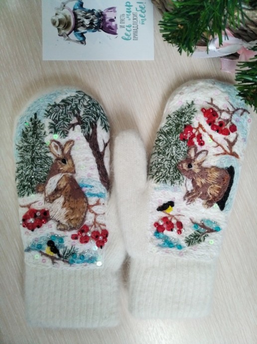 Идеи эксклюзивных варежек с ручной вышивкой