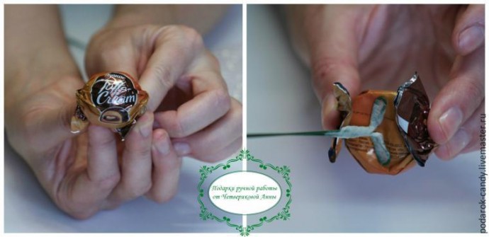 Делаем распушившийся пион из гофрированной бумаги и конфеты: часть 1 Делаем распушившийся пион из гофрированной бумаги и конфеты: часть 1