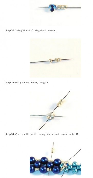 ​Колье "Уголок" с синими бусинами и бисерной сеткой