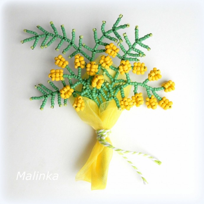 Мимоза из бисера