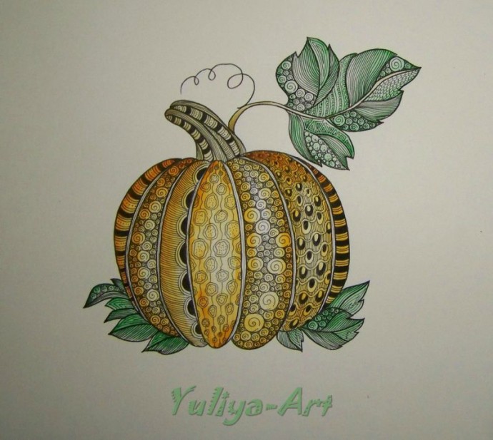 ​Рисуем тыкву в стиле зентангл и дудлинг: часть 2