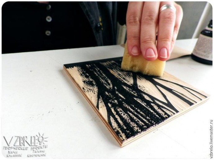 ​"Печатаем" открытки с элементами гравюры