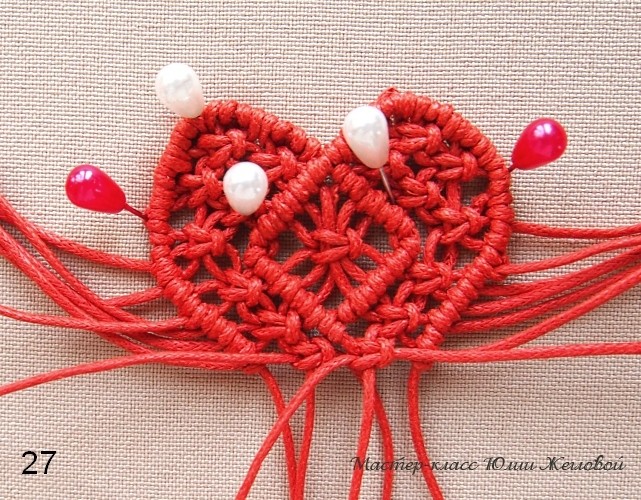 ​Плетёное сердечко в технике макраме: часть 3