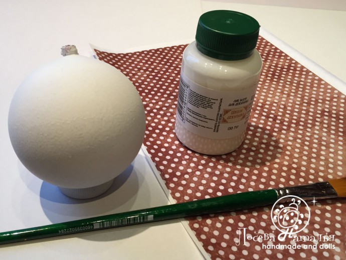 Декорирование винтажного ёлочного шара "Зимняя сказка" в смешанной технике: часть 1