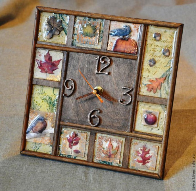 ​Декорирование часов "Золотая осень": часть 2