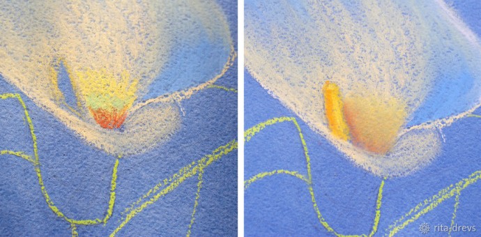 ​Рисуем пастелью изящный цветок каллы: часть 1