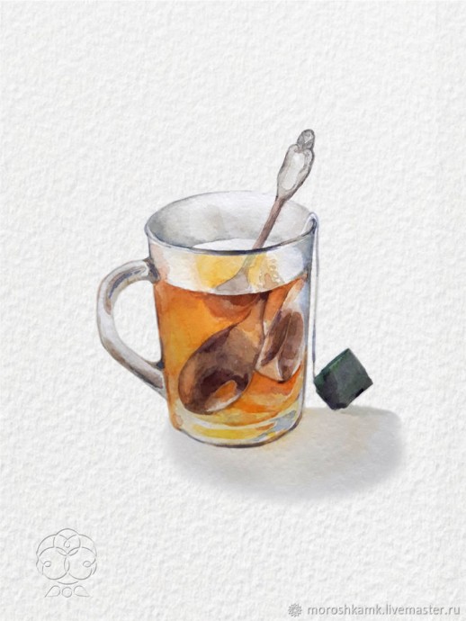 Рисуем акварелью: чашка горячего чая