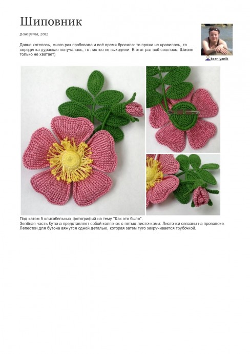 Шиповник из пряжи Шиповник из пряжи