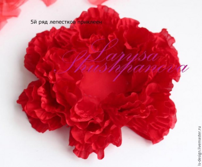 Делаем из ткани гофрированный пион: мастер-класс, часть 4