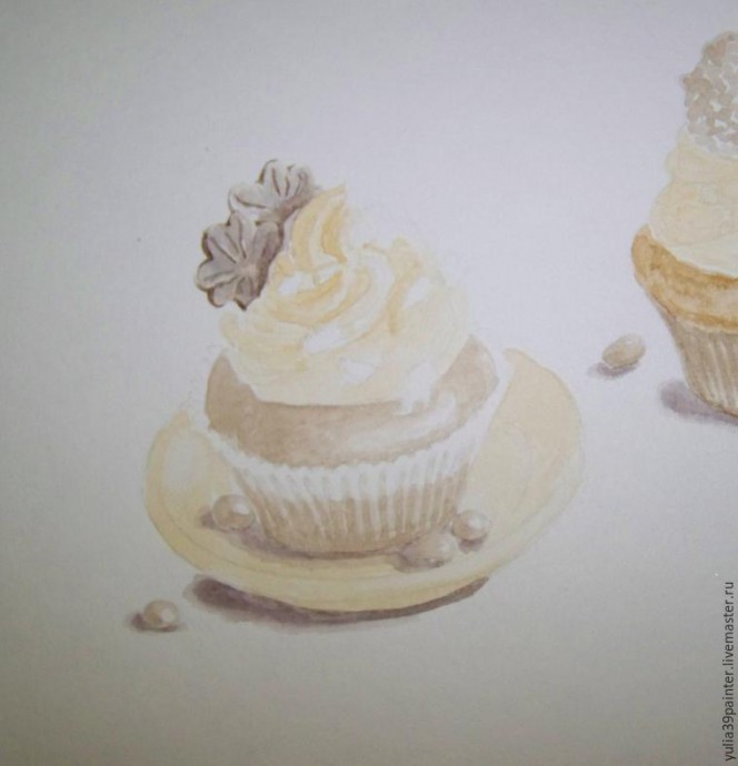 Рисуем капкейки акварелью: часть 1
