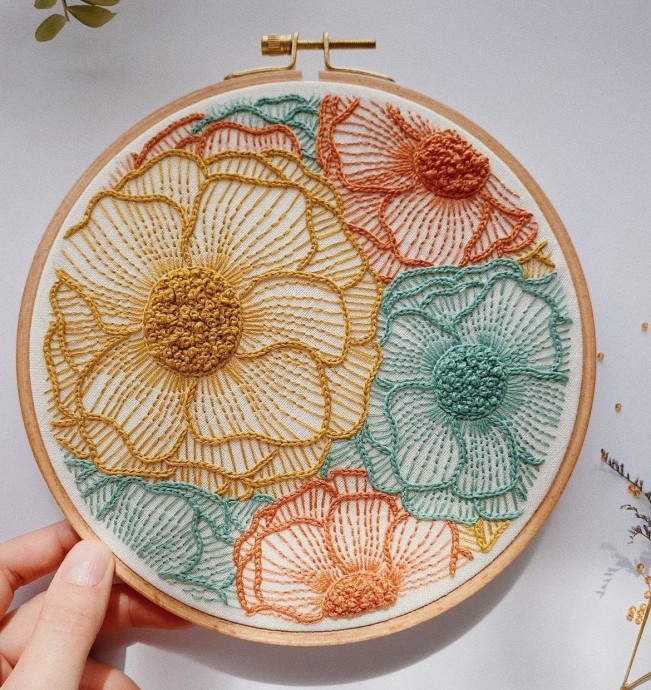 ​Идеи вышитых цветов