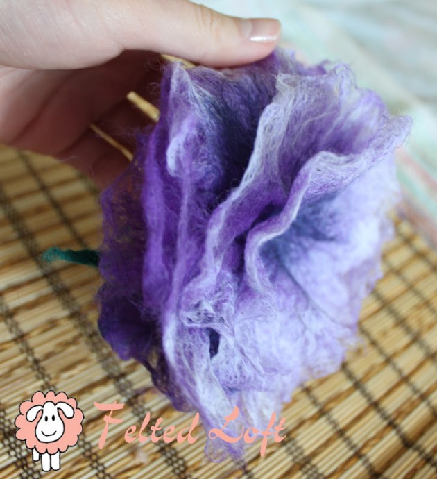 Мокрое валяние: цельноваляный пион, часть 2