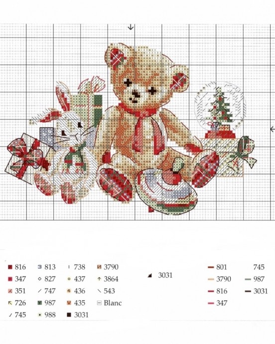 Вышиваем мишку с игрушками