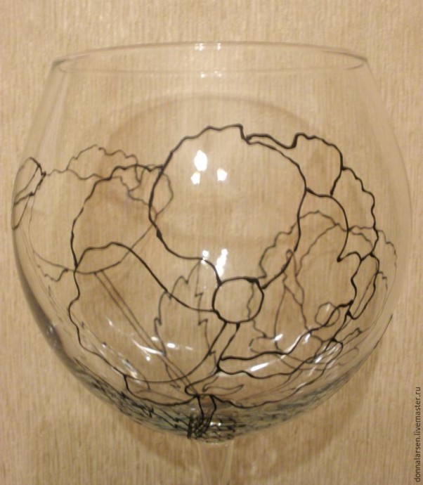 Рисуем маки на бокалах: часть 1