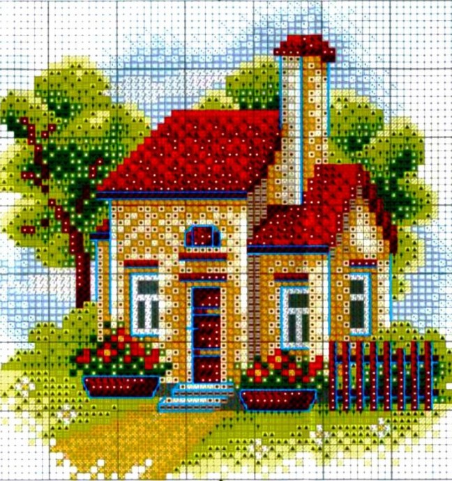 Вышиваем милые домики: часть 1