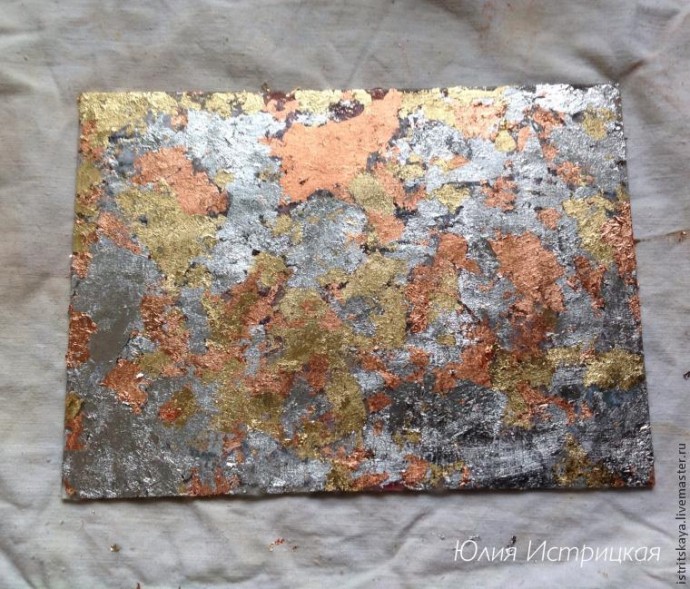 ​Создаем старинный зеркальный витраж: вживляем в стекло и работаем с поталью в хлопьях: часть 2