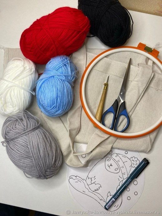 Шоппер с котиком в технике ковровой вышивки: мастер-класс, часть 1