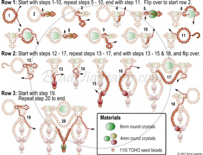 Ажурное колье из бисера и бусин