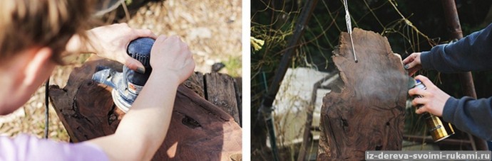 Подвешенная полка из спила Подвешенная полка из спила