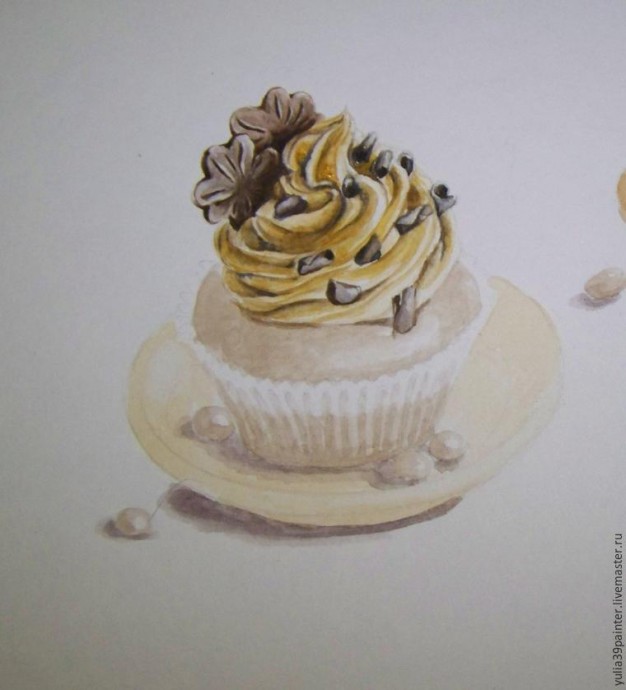 Рисуем капкейки акварелью: часть 2