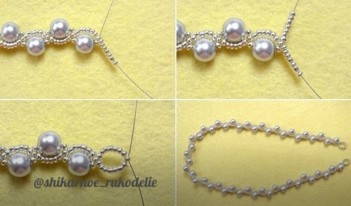 ​Стильное колье из жемчуга и бисера