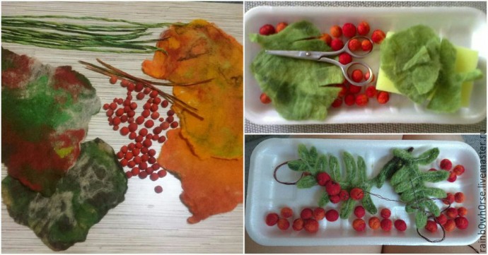 ​Как свалять веточку рябины из шерсти