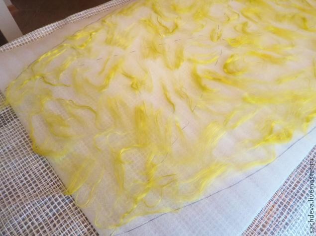 Валяние шарфа палантина на плоском шаблоне