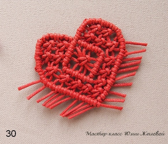 ​Плетёное сердечко в технике макраме: часть 3