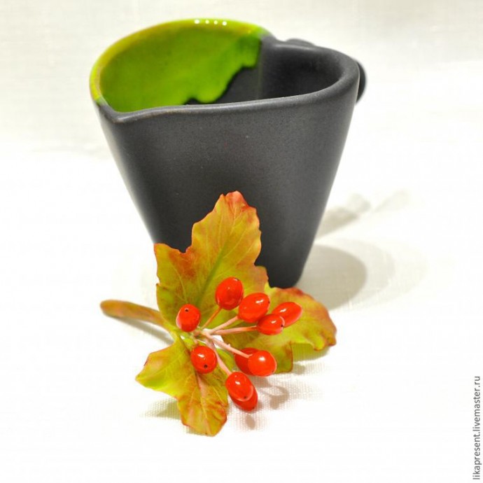 Лепим веточку калины из полимерной глины и холодного фарфора: часть 4