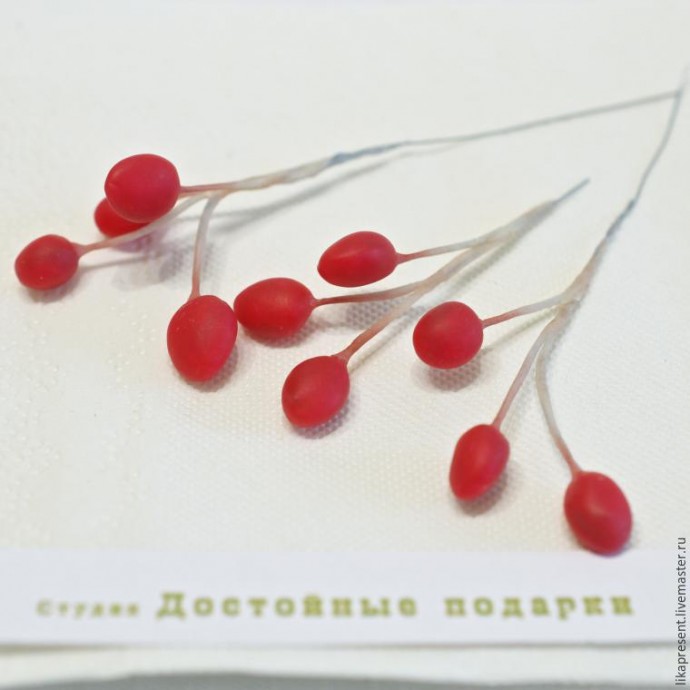 Лепим веточку калины из полимерной глины и холодного фарфора: часть 2