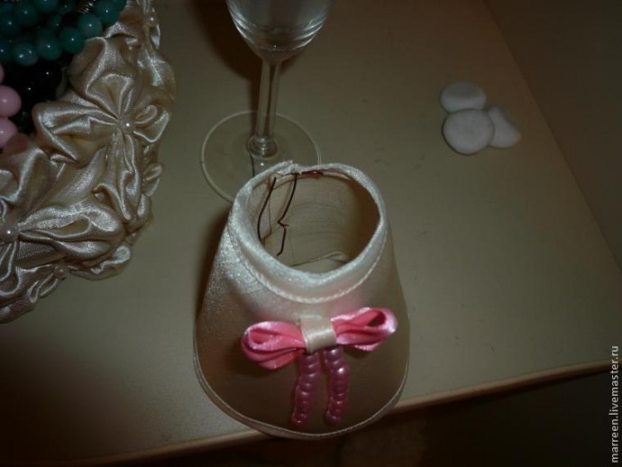 Бокал-подсвечник: изготовление абажура из ткани