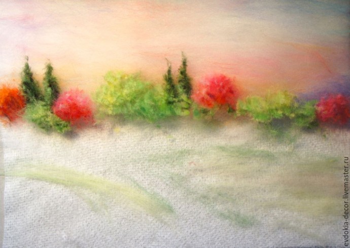 Создаем картину "Красочный пейзаж" в технике шерстяной акварели