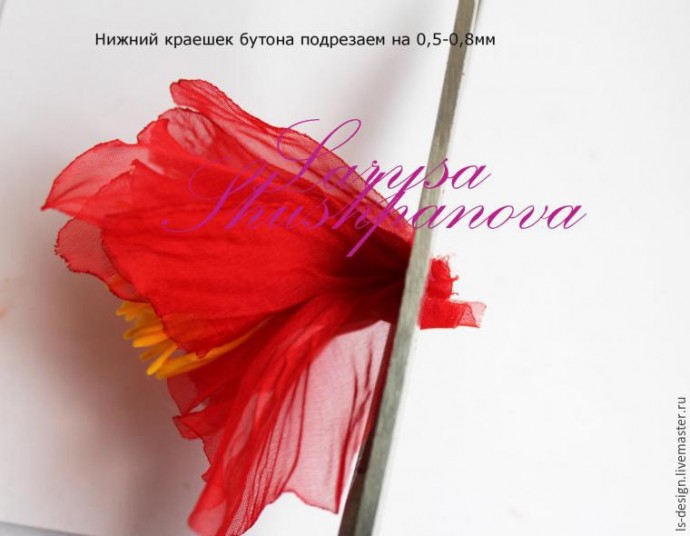 Делаем из ткани гофрированный пион: мастер-класс, часть 5