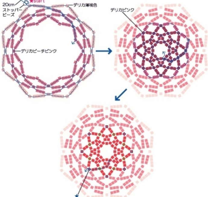 ​Объёмные розы из бисера