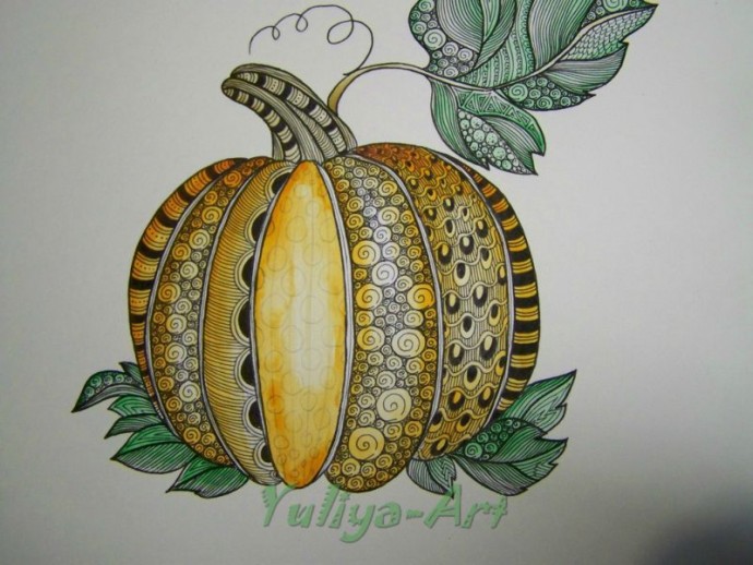​Рисуем тыкву в стиле зентангл и дудлинг: часть 2