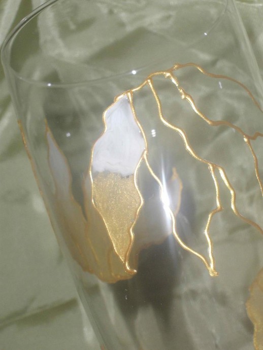 Витражная роспись бокалов "Пьяные цветы"