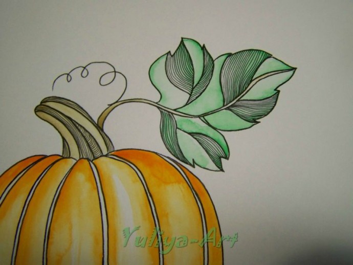 ​Рисуем тыкву в стиле зентангл и дудлинг: часть 2