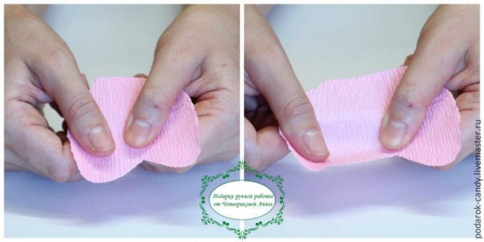 Делаем распушившийся пион из гофрированной бумаги и конфеты: часть 2 Делаем распушившийся пион из гофрированной бумаги и конфеты: часть 2