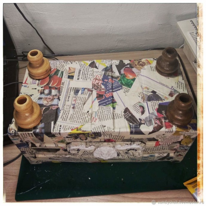 ​Ящик со львом в технике папье-маше: часть 3