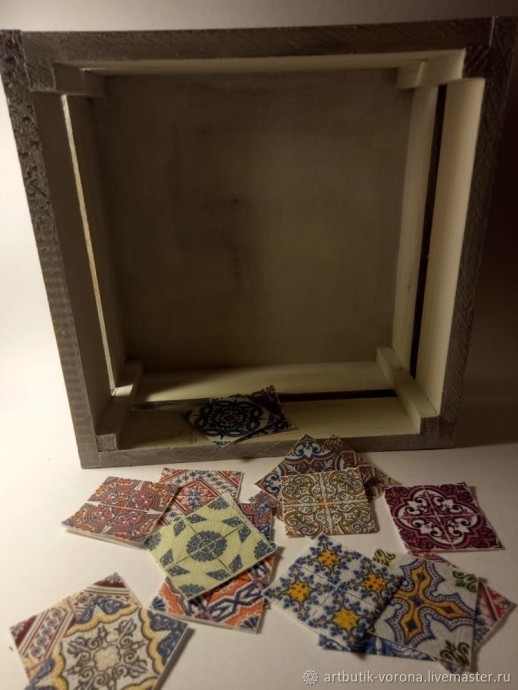 Декорируем ящики узором "Геометрия" в технике декупаж