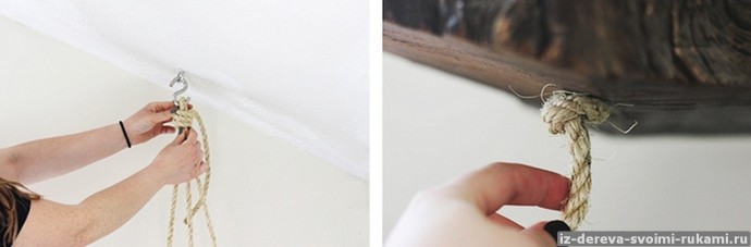 Подвешенная полка из спила Подвешенная полка из спила