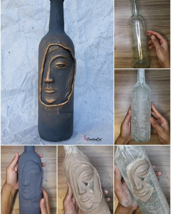 Оригинальная бутылка для украшения интерьера